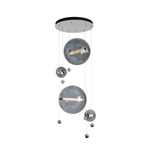 Abacus Round Multi Light Pendant - Vintage Platinum / Cool Grey