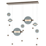 Abacus Linear Multi Light Pendant - Bronze / Cool Grey