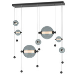 Abacus Linear Multi Light Pendant - Black / Cool Grey