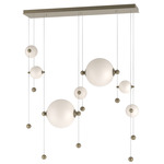 Abacus Linear Multi Light Pendant - Soft Gold / Opal