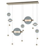 Abacus Linear Multi Light Pendant - Soft Gold / Cool Grey
