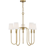 Carrie Chandelier - Natural Brass / White