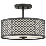 Harris Semi Flush Ceiling Light - Matte Black / White