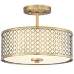 Harris Semi Flush Ceiling Light - Natural Brass / White