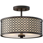 Harris Semi Flush Ceiling Light - Oil Rubbed Bronze / Cream