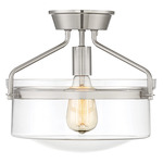 Hank Semi Flush Ceiling Light - Brushed Nickel / Clear