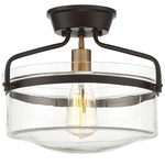 Hank Semi Flush Ceiling Light - Oil Rubbed Bronze / Clear