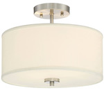 Patricia Semi Flush Ceiling Light - Brushed Nickel / White