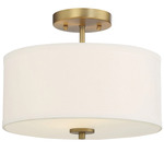 Patricia Semi Flush Ceiling Light - Natural Brass / White