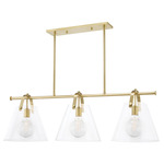 Karin Linear Chandelier - Aged Brass / Clear