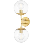 Meadow Double Wall Sconce - Aged Brass / Clear