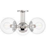 Meadow Semi Flush Ceiling Light - Polished Nickel / Clear