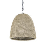 Augustine Outdoor Cone Pendant - Matte Black / Seagrass Wicker