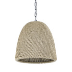 Augustine Outdoor Cone Pendant - Matte Black / Seagrass Wicker