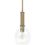 Bronson Glass Pendant - Antique Brass / Clear