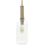 Bronson Long Glass Pendant - Antique Brass / Clear