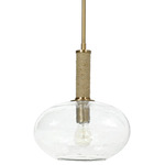 Bronson Wide Glass Pendant - Antique Brass / Clear