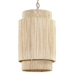 Everly Slim Pendant - Taupe / Natural Abaca