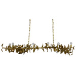 Eucalyptus Leaf Linear Chandelier - Satin Brass