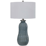 Zaila Table Lamp - Light Blue / White Linen