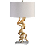 Twisted Vines Table Lamp - Gold Leaf / Oatmeal Linen