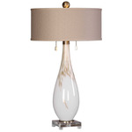 Cardoni Table Lamp - Gloss White / Taupe Bronze w/Slubbing