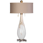 Cardoni Table Lamp - Gloss White / Taupe Bronze with Slubbing