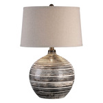 Bloxom Table Lamp - Dark Mocha Bronze / Oatmeal Linen