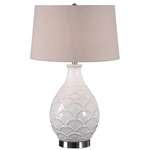 Camellia Table Lamp - White / Oatmeal Linen