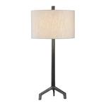 Ivor Table Lamp - Raw Steel / Light Beige