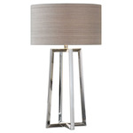 Keokee Table Lamp - Polished Stainless Steel / Taupe Grey
