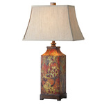Colorful Flowers Table Lamp - Flower Print / Ivory