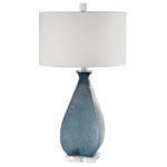 Atlantica Table Lamp - Blue Glass / White Linen