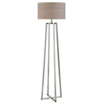 Keokee Floor Lamp - Polished Stainless Steel / Taupe Grey