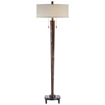 Rhett Floor Lamp - Burnished Oak / Oatmeal Linen