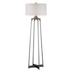 Adrian Floor Lamp - Gun Metal / White Linen