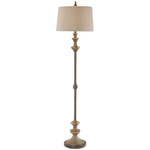 Vetralla Floor Lamp - Burnished Silver Champagne Leaf / Ivory