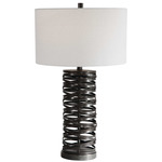 Alita Rust Black Table Lamp - Rust Black / White Linen