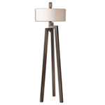 Mondovi Floor Lamp - Brushed Bronze / White Linen