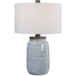 Dimitri Table Lamp - Light Blue / White Linen