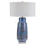 Magellan Table Lamp - Indigo Blue Drip Glaze / Light Grey