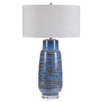 Magellan Table Lamp - Indigo Blue Drip Glaze / Light Grey