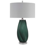 Esmeralda Table Lamp - Green / White Linen