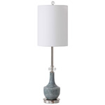 Piers Buffet Lamp - Mottled Blue / White Linen
