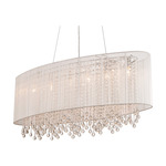 Beverly Drive Oval Pendant - Stainless Steel / White