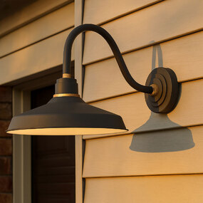 Foundry Outdoor Industrial Shade Curve Arm Wall Light