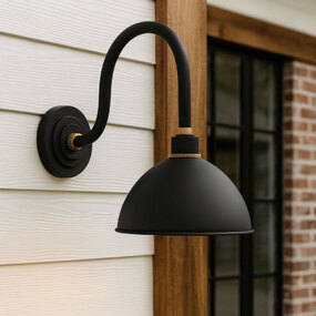 Foundry Outdoor Dome Shade Curve Arm Wall Light