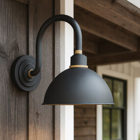 Foundry Outdoor 12 inch Dome Shade Hook Arm Wall Light