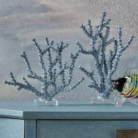 Blue Coral Sculpture Set of 2