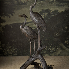 Herons On Branch Sculpture